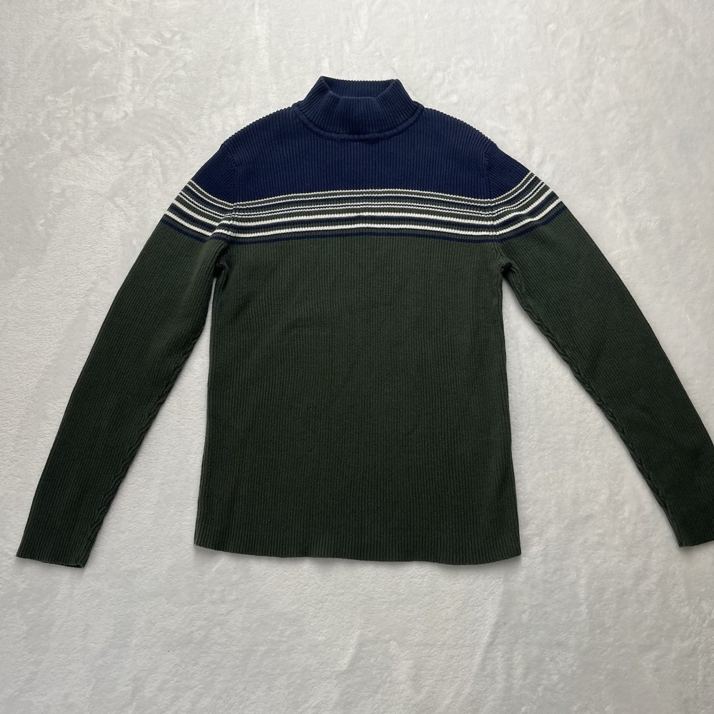 Appleseeds Ribbed Turtleneck Sweater Womens Petite Medium Colorblock Striped